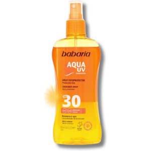 Babaria - Aceite Protector Solar 30 Spf | Crema Solar Con Aloe Vera | Autobronceador Corporal Natural | Aceite Solar De Rápida Absorción | Bruma Solar En Spray