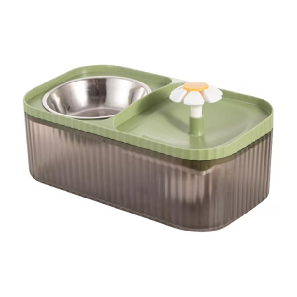 Fuente de Agua Automática para Perros y Gatos | Dispensador 2 en 1 con Comedero de Acero Inoxidable