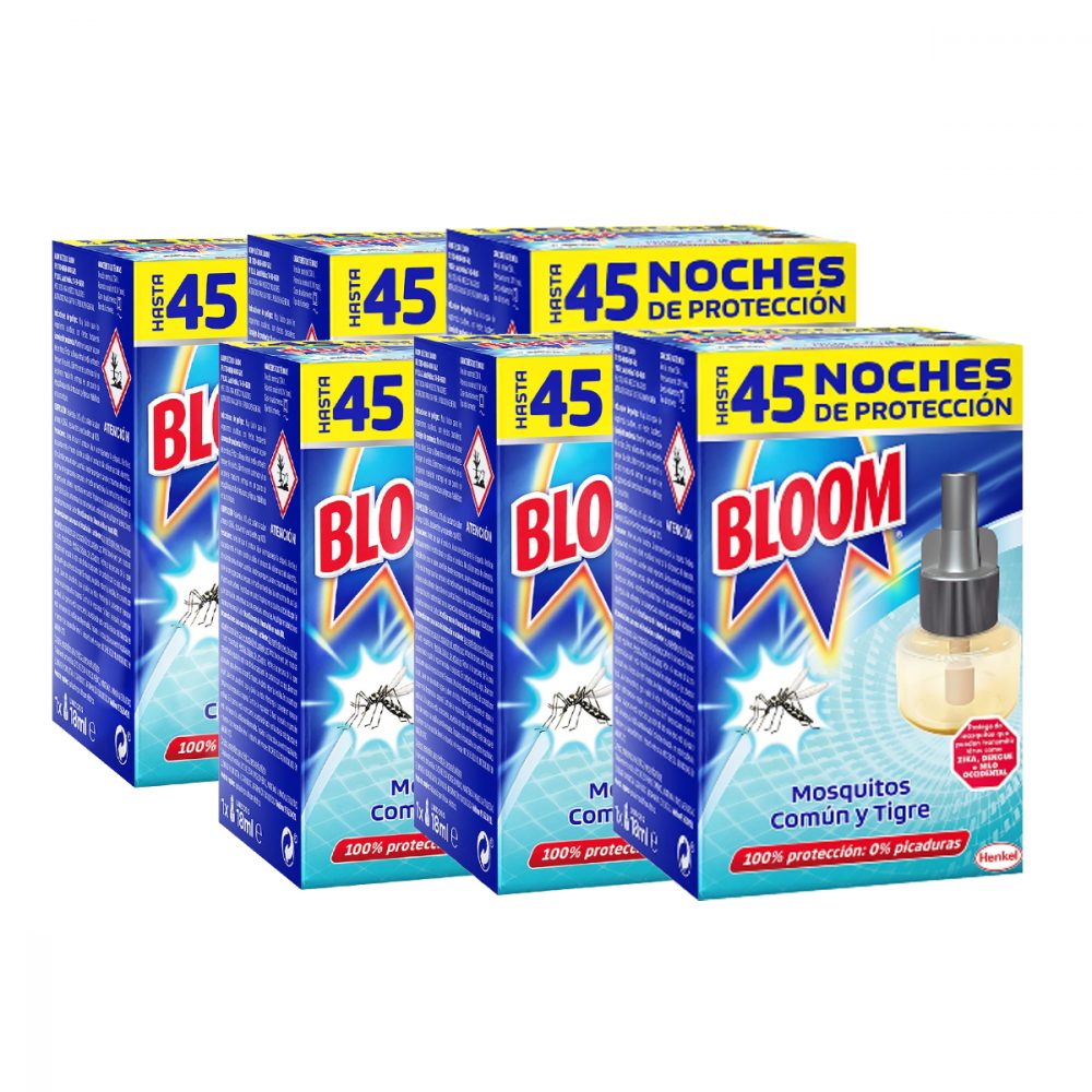 Bloom Líquido Recambio Pack de 6 insecticida eléctrico para mosquitos común y tigre